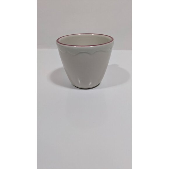 Syracuse China White Ceramic Cup Red Rim Scalloped Design Vintage - Picture 6 of 9